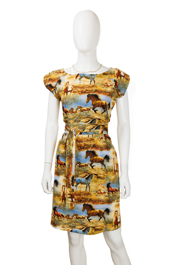 Wild Horses Belted Blouse Dress