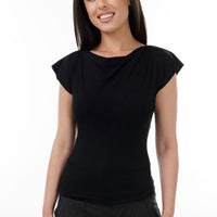 Black Cowl Neck Top