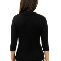 Black Collared V-Neck Top