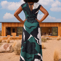 Dynamic Floral Long Veronica Lake Dress