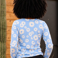 Blue Sunflower Waffle Top