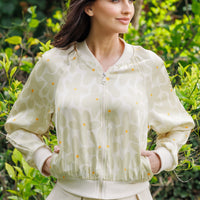 Satin Daisy Bomber Jacket