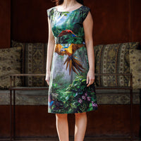 Tropical Paradise Belted Blouse Dress