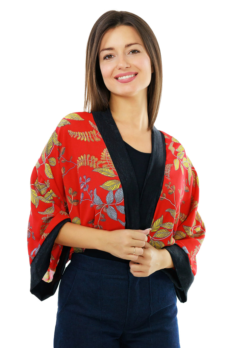 Red Cropped Kimono Jacket – Matrushka