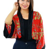 Red Cropped Kimono Jacket