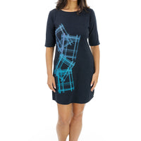 Blue Falling Frames T-Shirt Dress