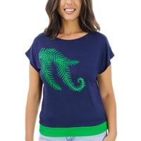 Green Fern Ribbed Top