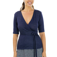 Denim Jersey Wrap Top