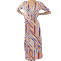 Lateral Lattice 3/4 Sleeve Ankle-Length Wrap Dress