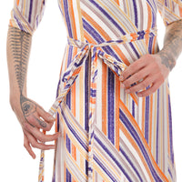 Lateral Lattice 3/4 Sleeve Ankle-Length Wrap Dress