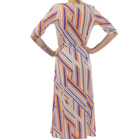 Lateral Lattice 3/4 Sleeve Ankle-Length Wrap Dress