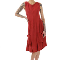 Red Linen Sleeveless Agnes Dress