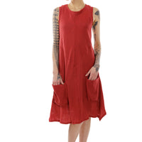 Red Linen Sleeveless Agnes Dress