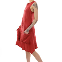 Red Linen Sleeveless Agnes Dress