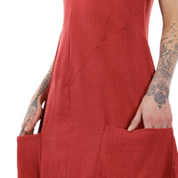 Red Linen Sleeveless Agnes Dress