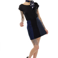 Deconstructed Denim Mini Skirt