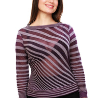 Sheer Purple Striped Top