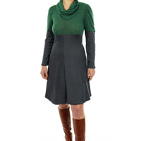 Green and Grey Turtleneck Sweater Dress