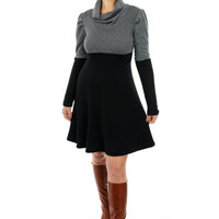 Color Block Turtleneck Sweater Dress