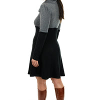 Color Block Turtleneck Sweater Dress