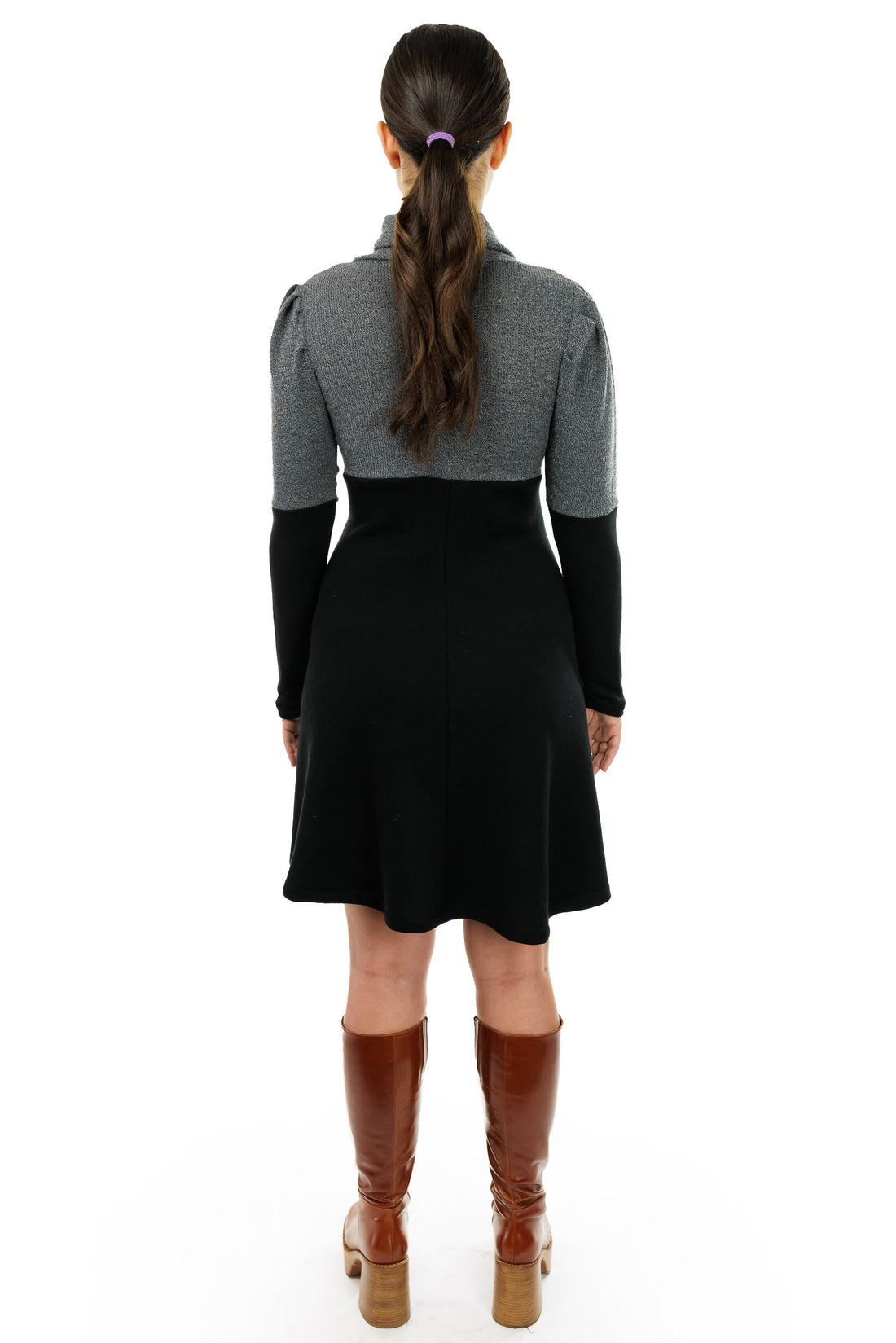 Color Block Turtleneck Sweater Dress