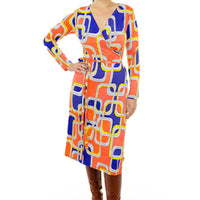 Tantric Tile Long Sleeve Wrap Dress