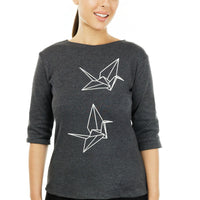 Gray Origami 3/4 Sleeve Top