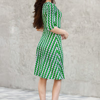 Green Geo Leaves Ziggy Dress