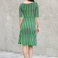 Green Geo Leaves Ziggy Dress