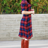 Autumn Plaid Shirt Dress