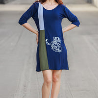 3/4 Sleeve Tiger Patchwork Dress