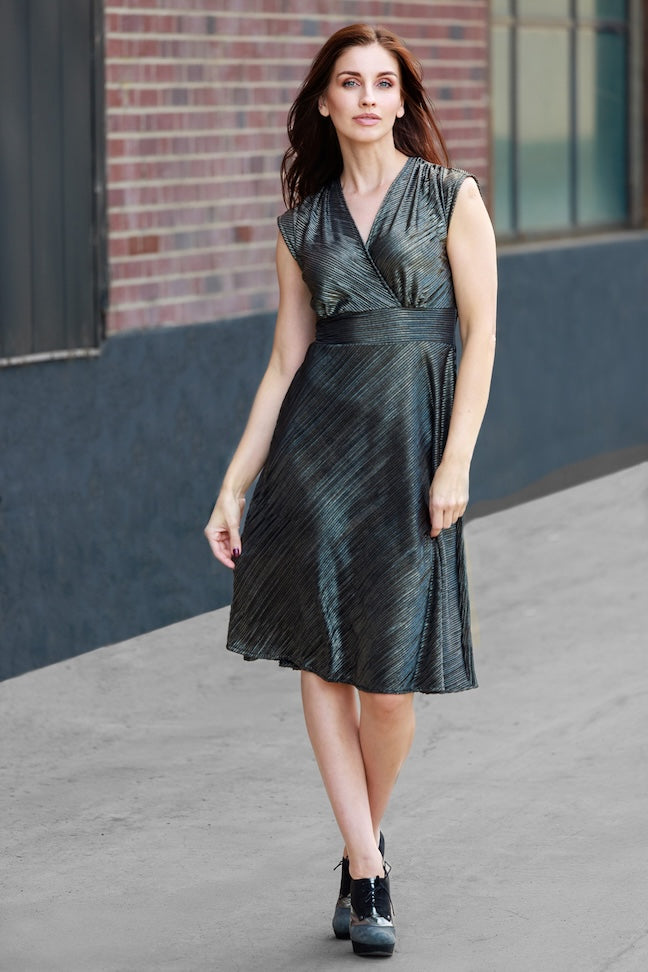 ribbed metallic dress Metallic Ribbed Knit Tank Dress in BLACK/SILVER - Sale