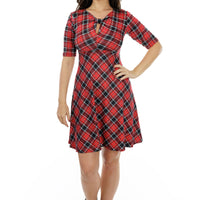 Red Plaid Keyhole Dress