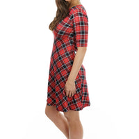 Red Plaid Keyhole Dress