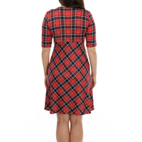 Red Plaid Keyhole Dress