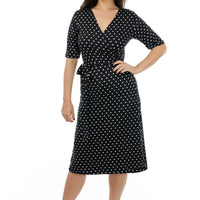 Black and White Dot Wrap Dress