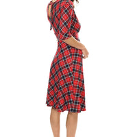 Red Plaid Veronica Lake with Sleeves