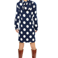 Navy Dot Hoodie Dress