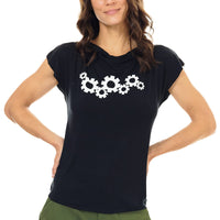Gears in Motion Cowl Neck Top
