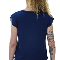 Navy Cheetah Cowl Neck Top