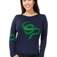 Navy Slinky Snake Long Sleeve Top