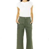 Moss Green High-Waisted Trousers