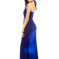 Blue Velvet Farrah Halter Dress