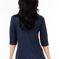 Blue and Orange Circles 3/4 Sleeve Top