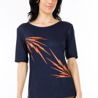 Orange and Blue Lightning 3/4 Sleeve Top