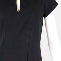 Black Tunic Dress with Darts- Detail - Matrushka Fashion