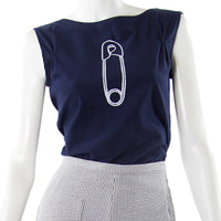 Navy Safety Pin Tank Top