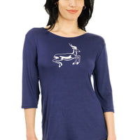 Navy Gazelle 3/4 Sleeve Top