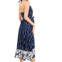 Navy Poppy Scarlet Halter Dress