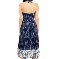 Navy Poppy Scarlet Halter Dress